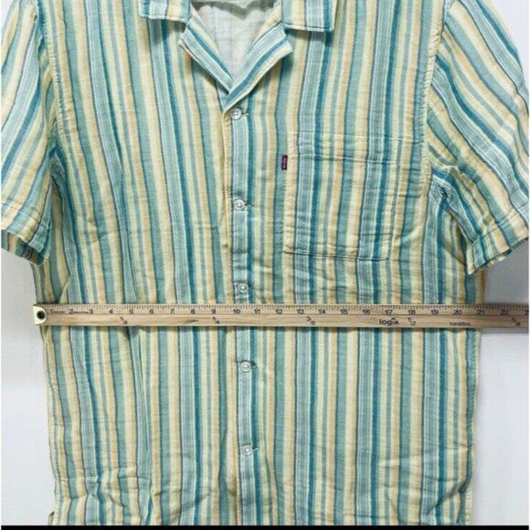 Levi’s Shirt Size M Men’s The Sunset Camp Striped Relaxed Yelow Green White New - Picture 7 of 10